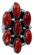 Authentic Sterling Silver Red Oyster Shell Navajo Indian Ring Size 8-1/2 RX109521